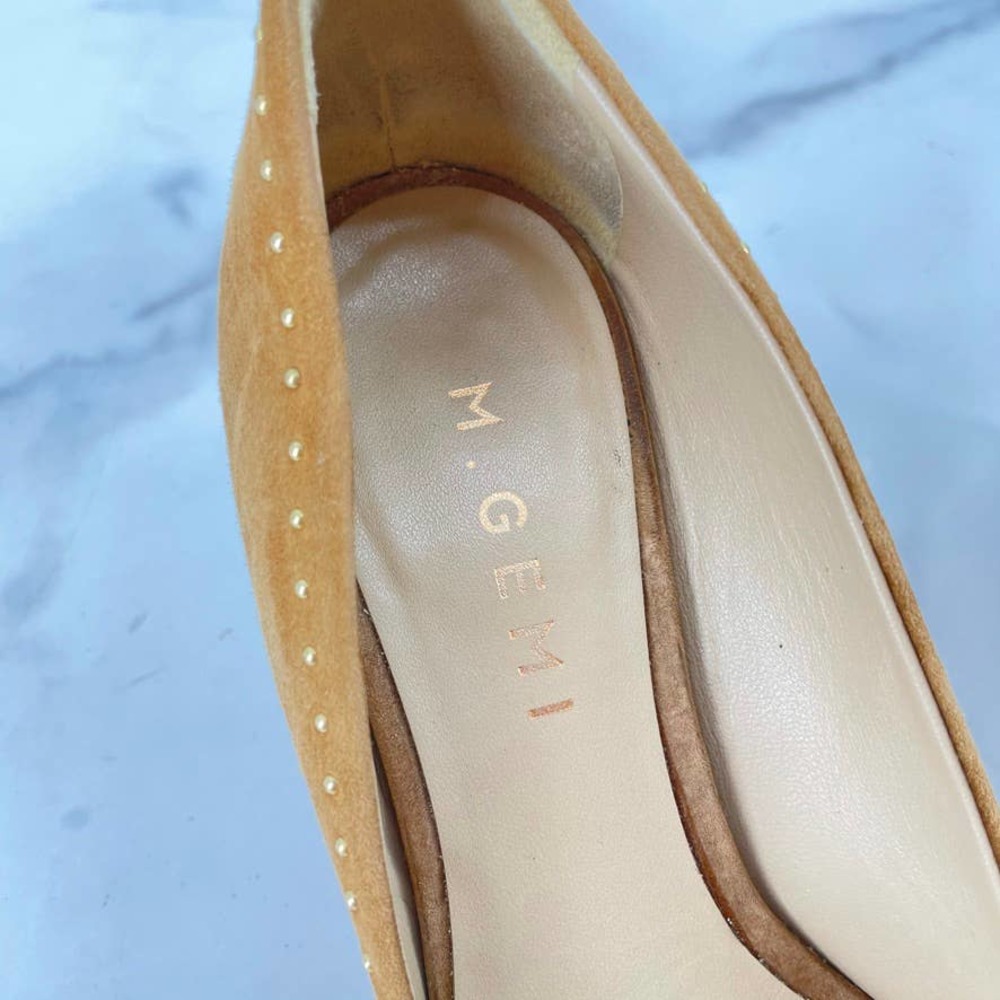 M. GEMI Pump The Murano Wedge Pointed Toe Brown Tan Leather Italian 36.5= 6.5 US_5